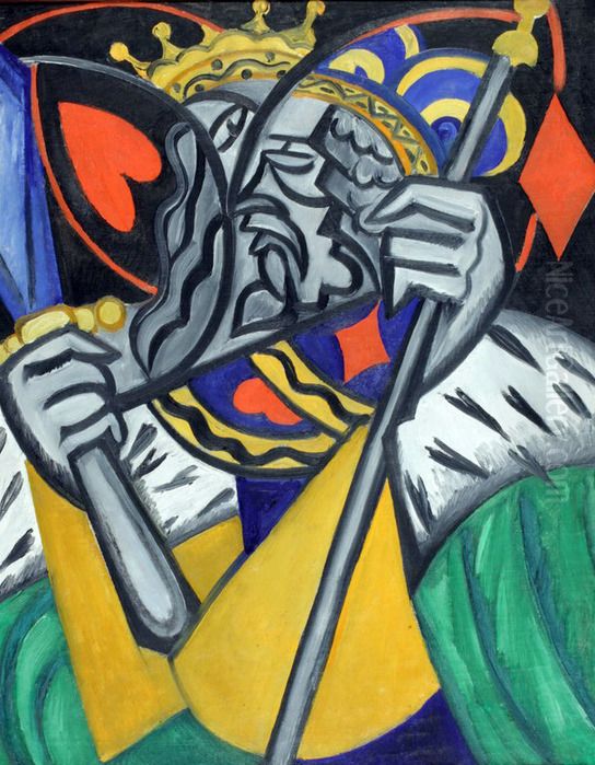 Simultaneous Representation of Kings of Hearts and Diamonds Oil Painting by Olga Rozanova