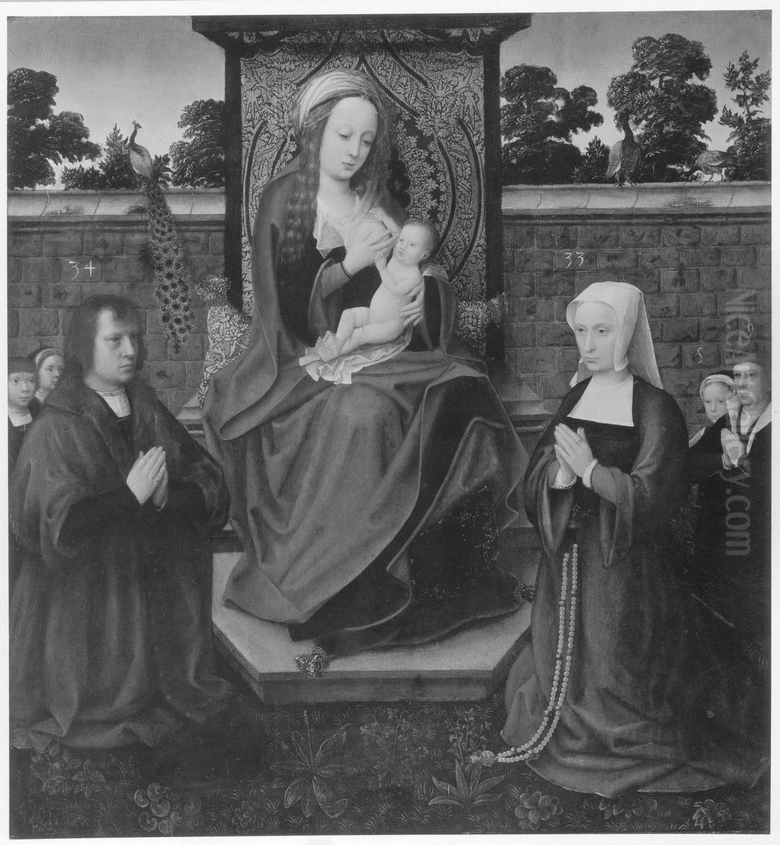 Virgin Mary and Child in a Garden Oil Painting by Adriaen Isenbrandt