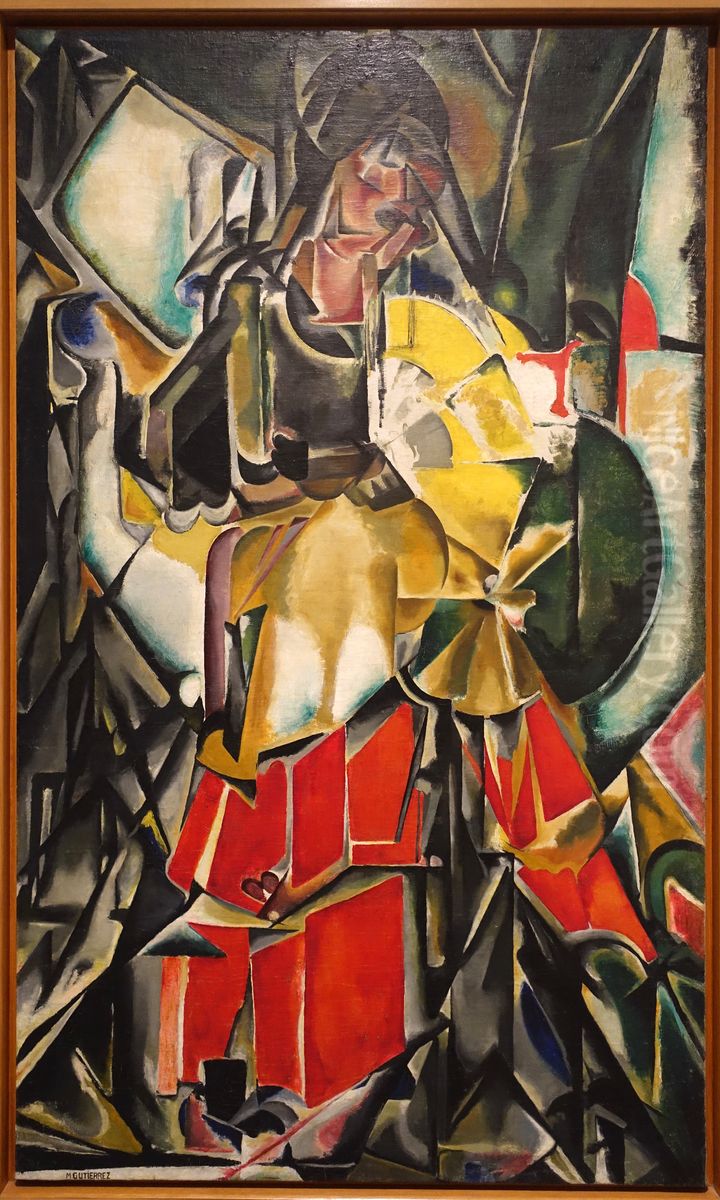 Mujer con abanico (Woman with a Fan) Oil Painting by Maria Blanchard