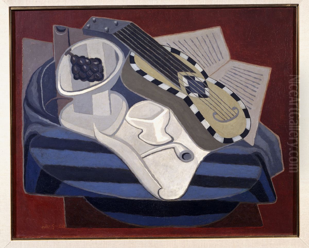 Guitar with inlays Oil Painting by Juan Gris