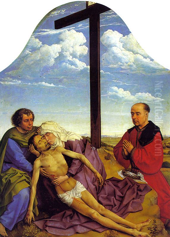 The Lamentation of Christ in the presence of  donor Oil Painting by Rogier van der Weyden
