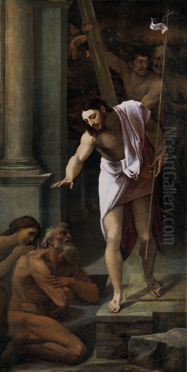 Bajada de Cristo al Limbo Oil Painting by Sebastiano Del Piombo
