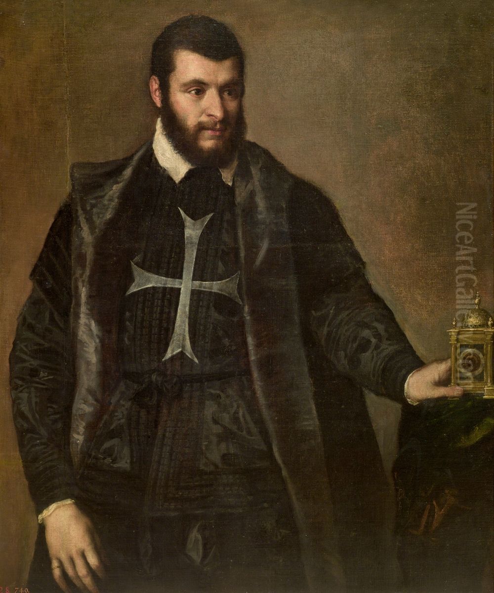 Knight of Malta with a clock Oil Painting by Titian