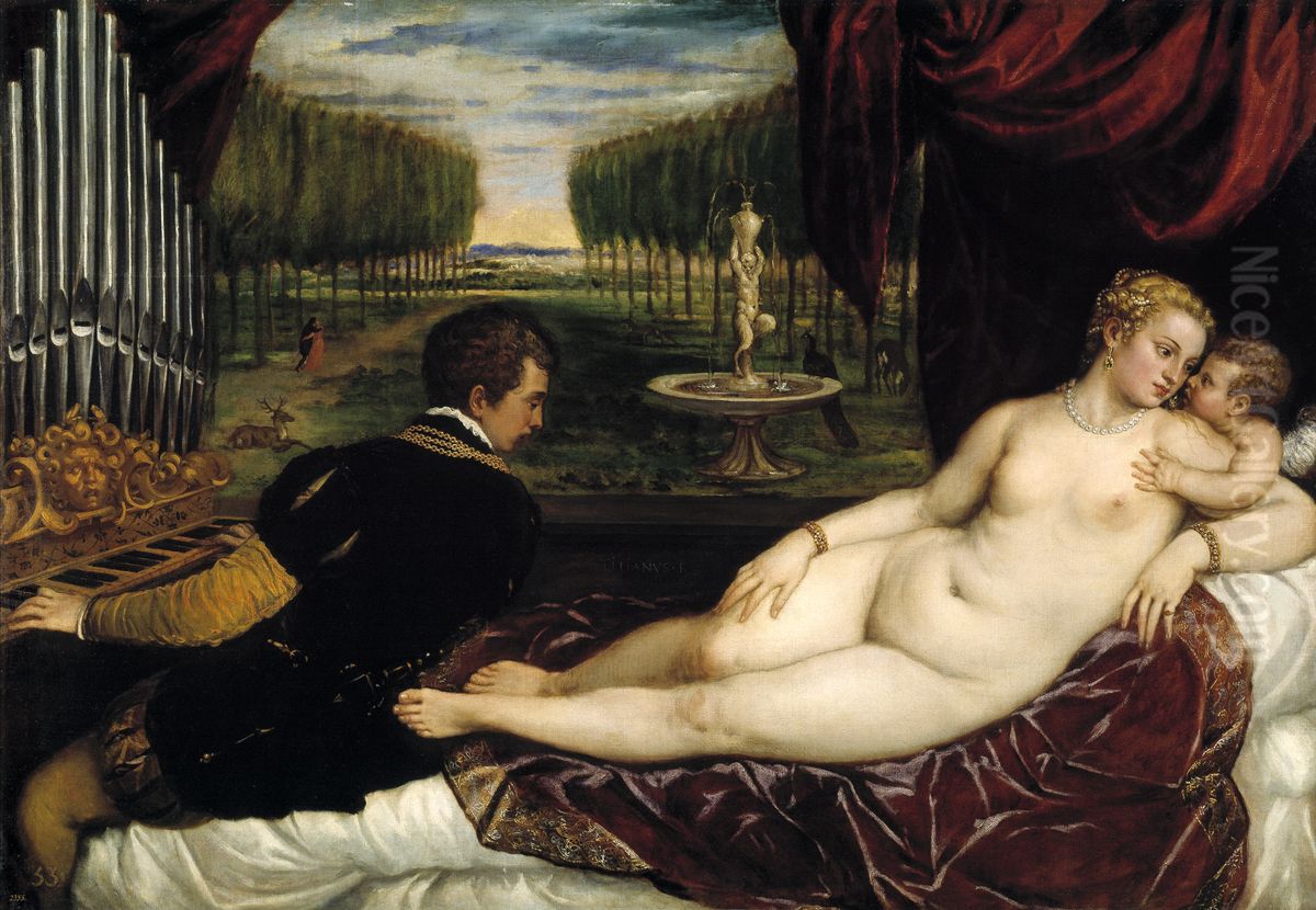 Venus with an Organist and Cupid Oil Painting by Titian