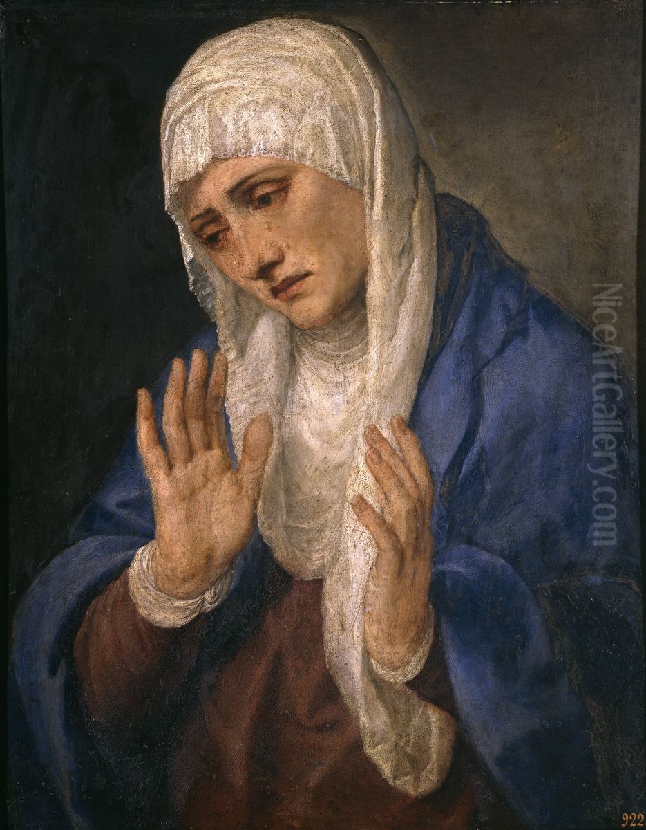 La Dolorosa con las manos abiertas Oil Painting by Titian