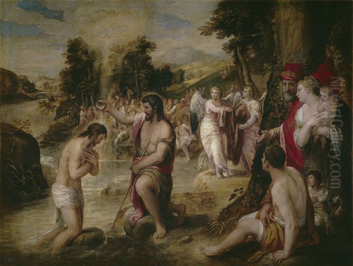 The Baptism of Christ Oil Painting by Christoph Schwarz