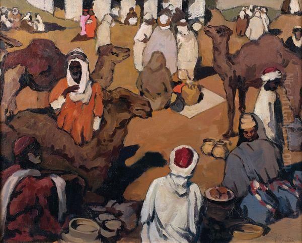 Le Souk Oil Painting by Leon Cauvy