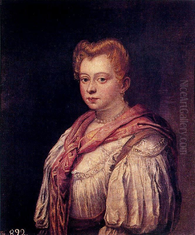 Young Venetian Woman Oil Painting by Domenico Tintoretto