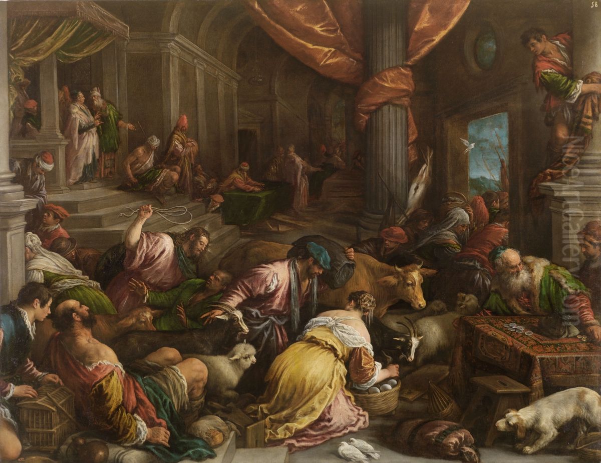 Expulsion de los mercaderes del Templo Oil Painting by Francesco Bassano the Younger