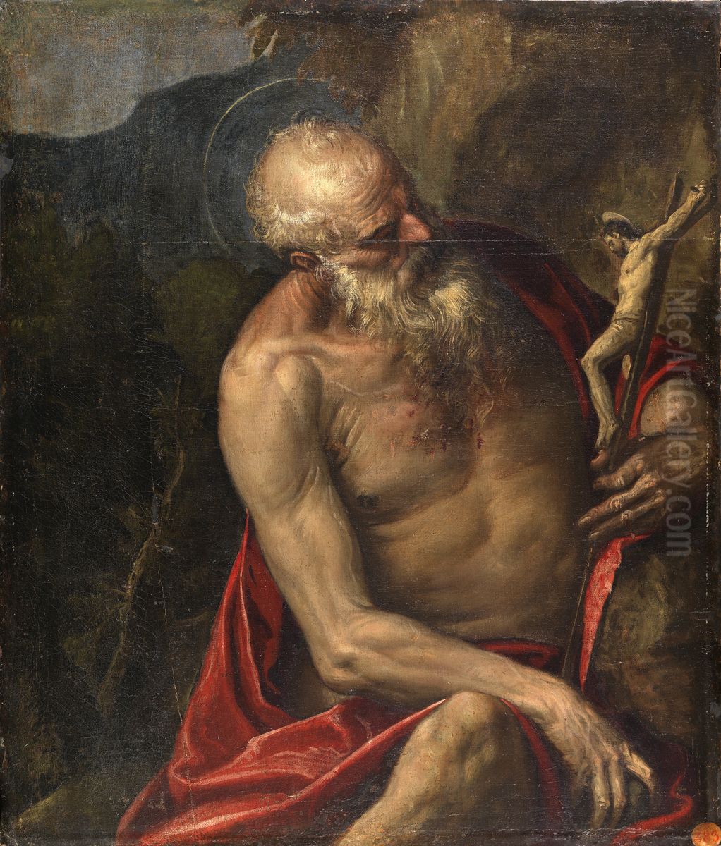 Saint Jerome meditating Oil Painting by Paolo Veroneseand workshop