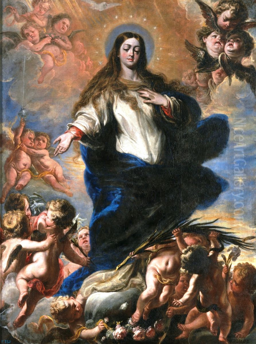La Inmaculada Concepcion Oil Painting by Jose Garcia Hidalgo