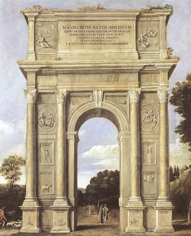 A Triumphal Arch of Allegories Oil Painting by Domenico Zampieri (Domenichino)