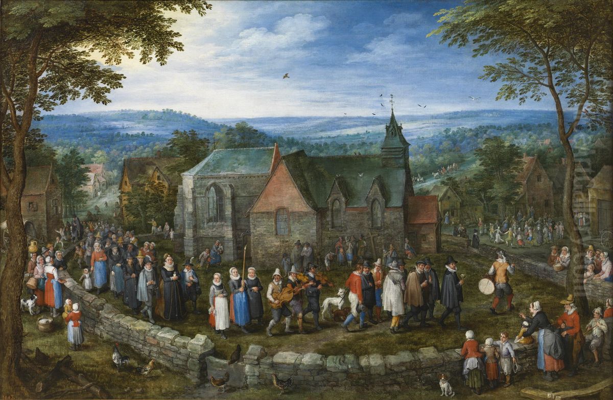 Village wedding Oil Painting by Jan Brughel