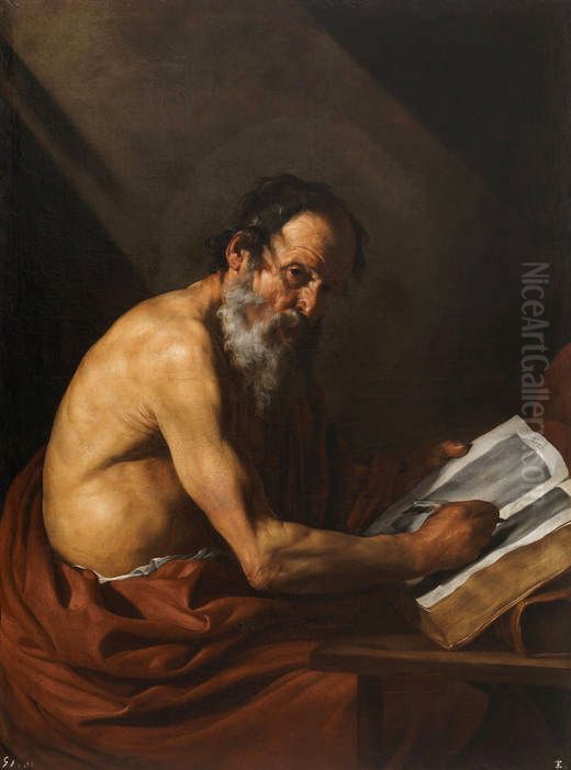 Saint Jerome writing Oil Painting by Jusepe de Ribera