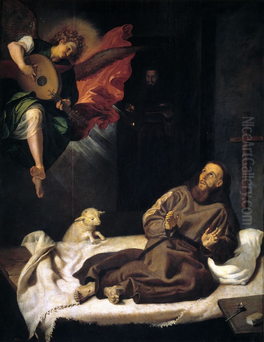 St Francis Comforted by an Angel Oil Painting by Francesc Ribalta