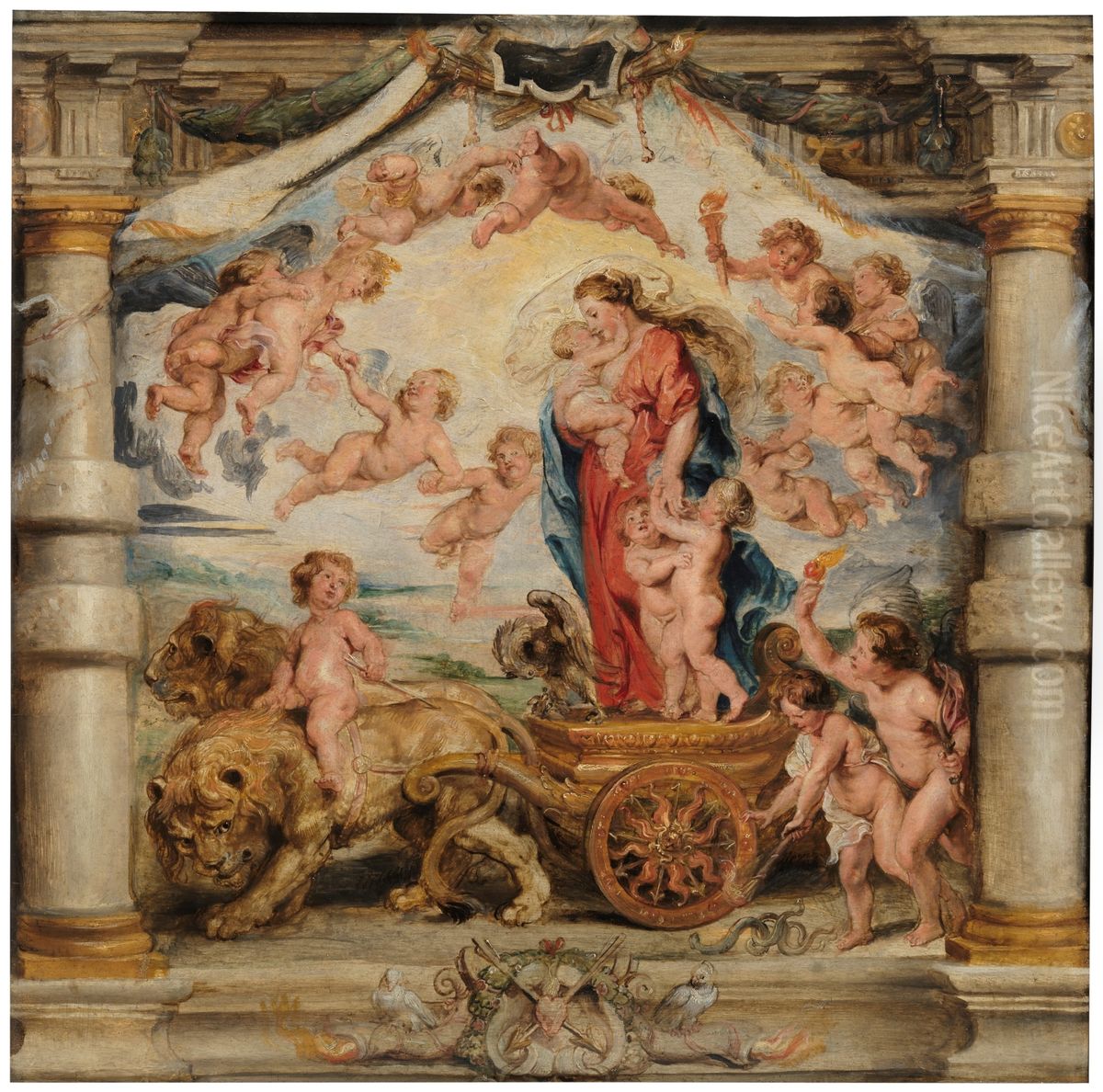Triumpf of Divine Love - modello Oil Painting by (studio of) Rubens, Peter Paul