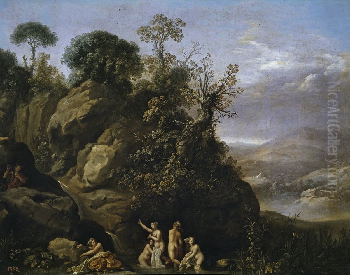 Landscape with Diana and Actaeon Oil Painting by Cornelius van Poelenburgh