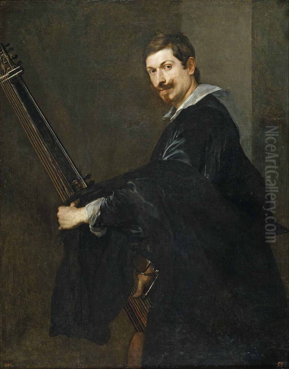 Man with a Lute Oil Painting by Sir Anthony Van Dyck