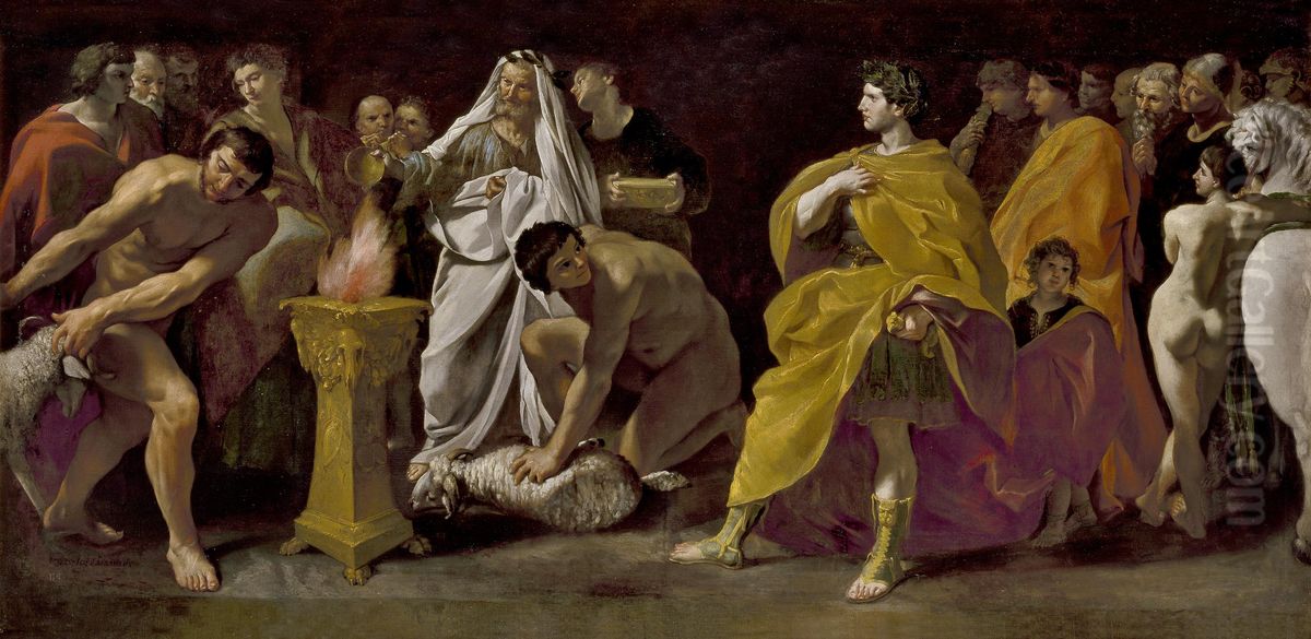 A Priest sacrificing for a Roman Emperor Oil Painting by Giovanni Lanfranco