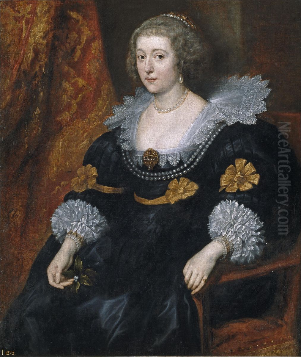 Porrait of Amalia van Solms-Braunfels (1602-1675), Princess of Orange Oil Painting by Sir Anthony Van Dyck