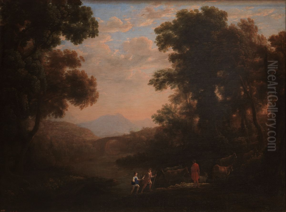Ford of a River Oil Painting by Claude Lorrain (Claude Gellee)