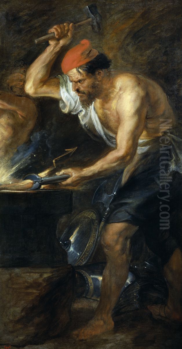 Vulcano forjando los rayos de Jupiter Oil Painting by (studio of) Rubens, Peter Paul