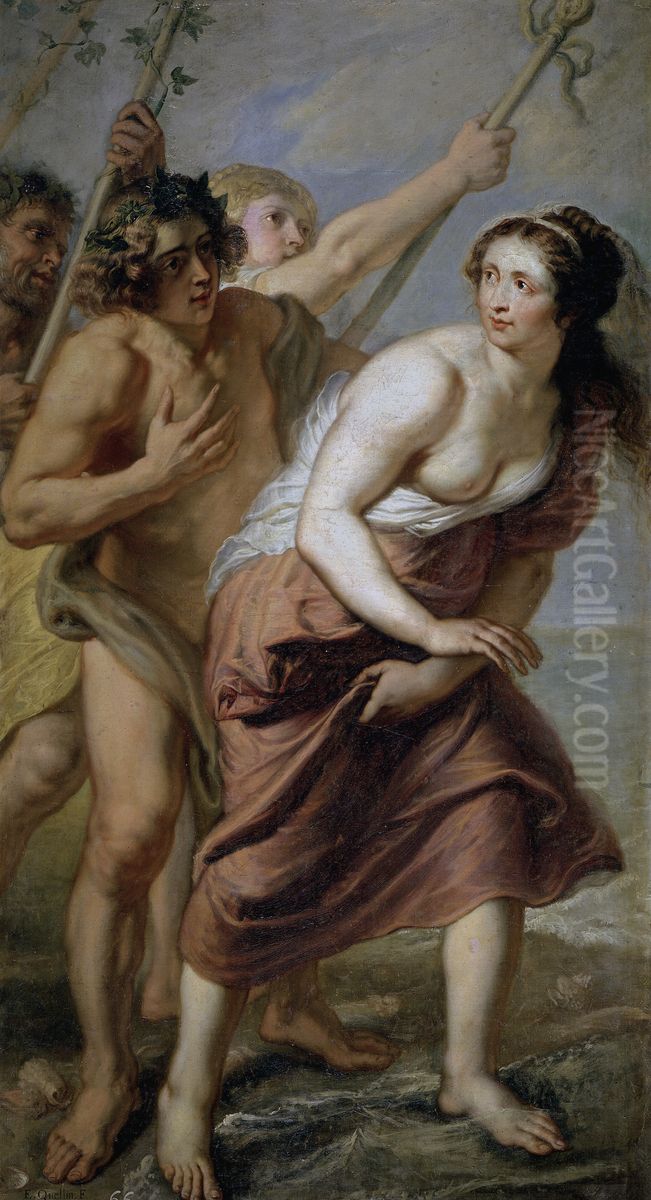 Baco y Ariadna Oil Painting by Erasmus Quellinus II