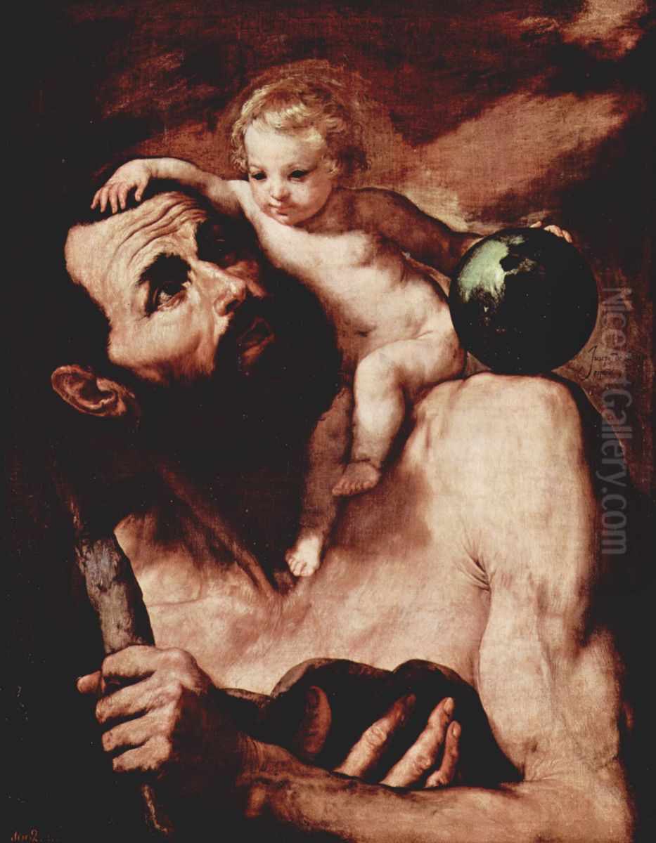 Hl. Christophorus mit dem Jesuskind Oil Painting by Jusepe de Ribera