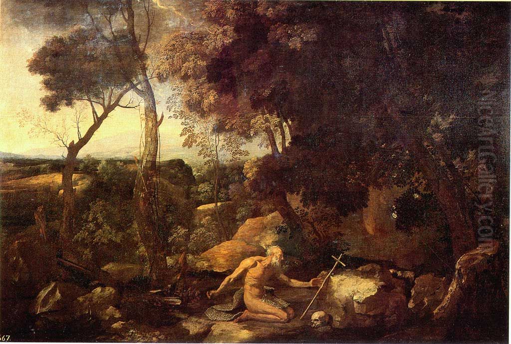 Paysage avec saint Jerome Oil Painting by Nicolas Poussin
