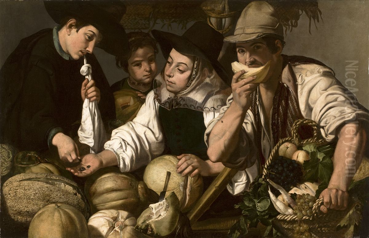 The Fruiterers Oil Painting by Jeronimo Jacinto De Espinosa