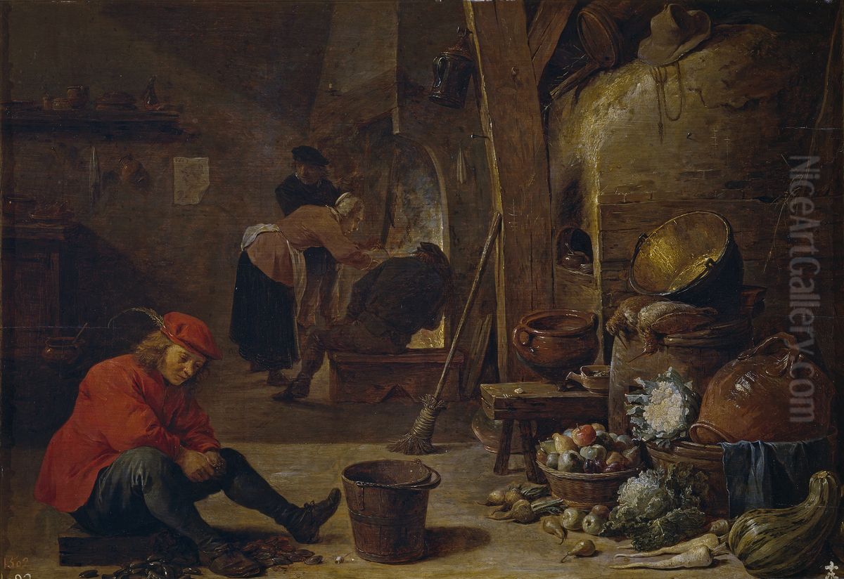 The Kitchen Oil Painting by David Teniers the Younger