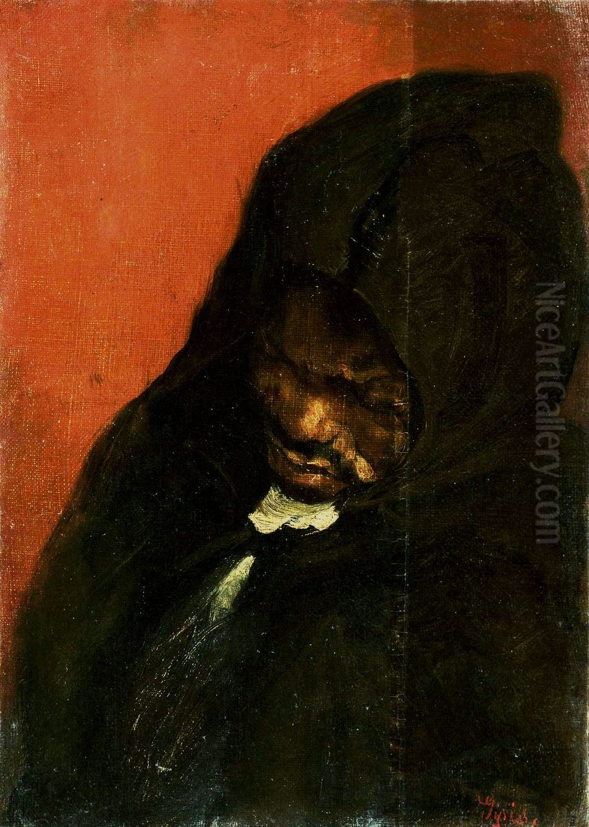 Head of a hooded monk Oil Painting by Nikolaos Gyzis