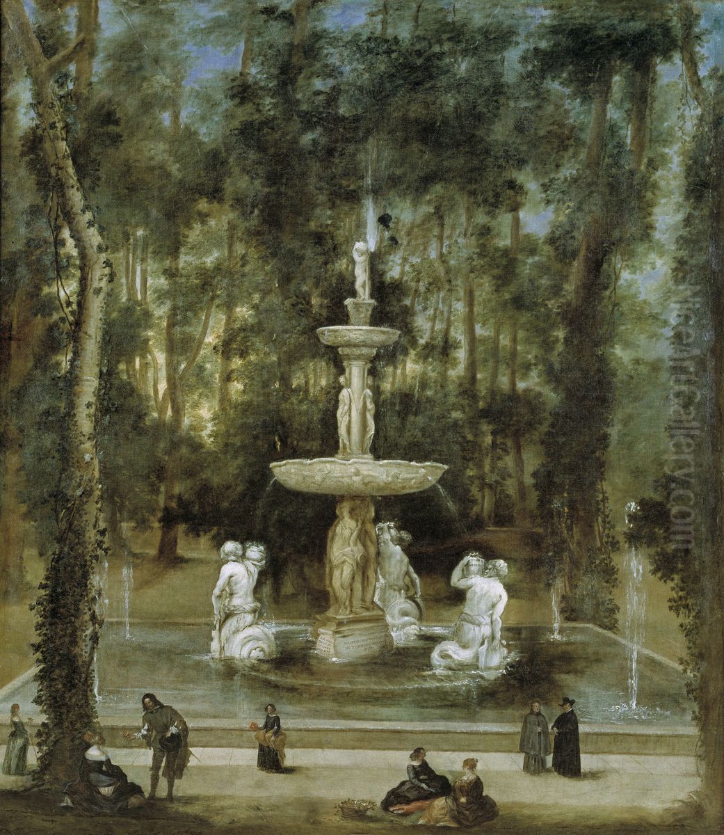 La Fuente de los Tritones en el Jardin de la Isla de Aranjuez Oil Painting by Diego Rodriguez de Silva y Velazquez