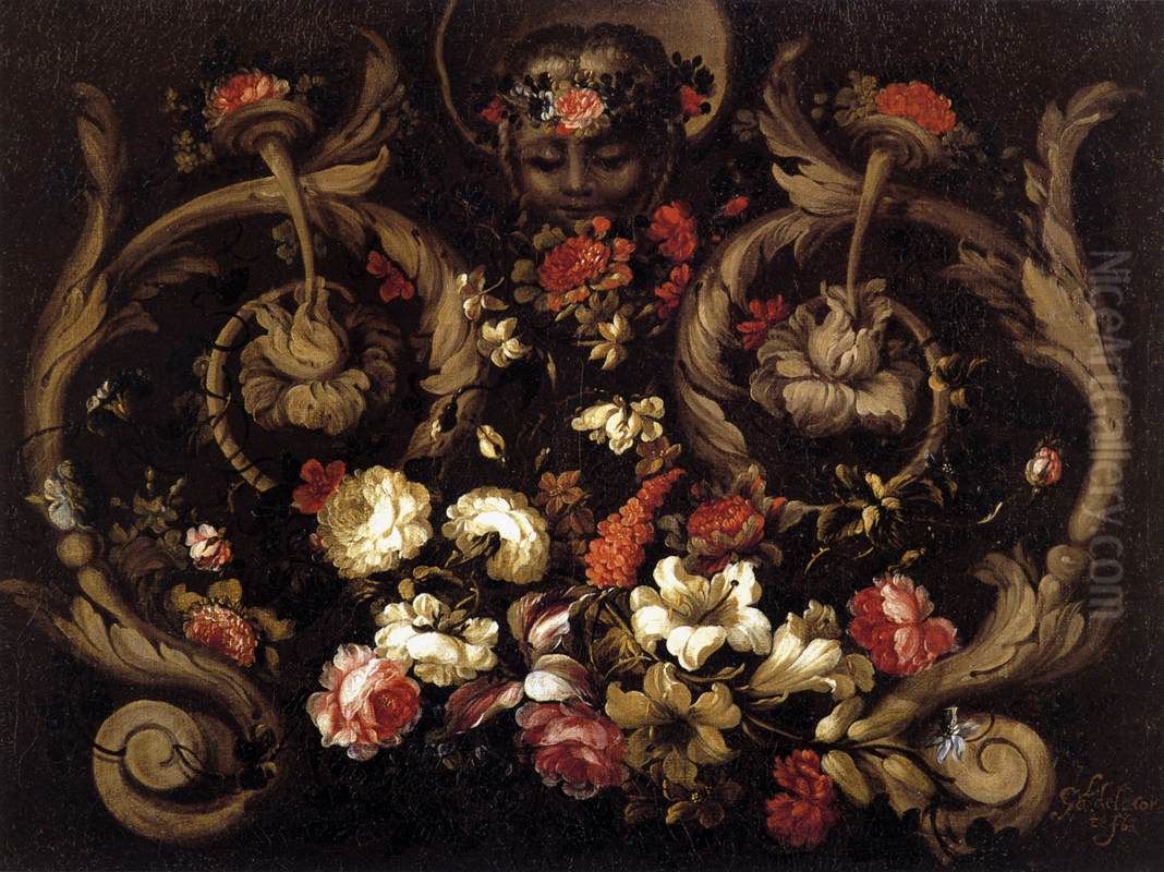 Grotesques with Flowers Oil Painting by Gabriel De La Corte