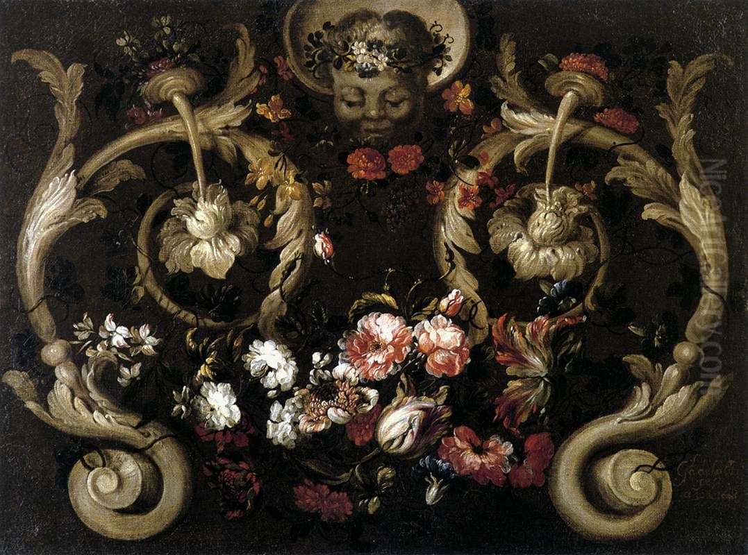 Grotesques with Flowers Oil Painting by Gabriel De La Corte