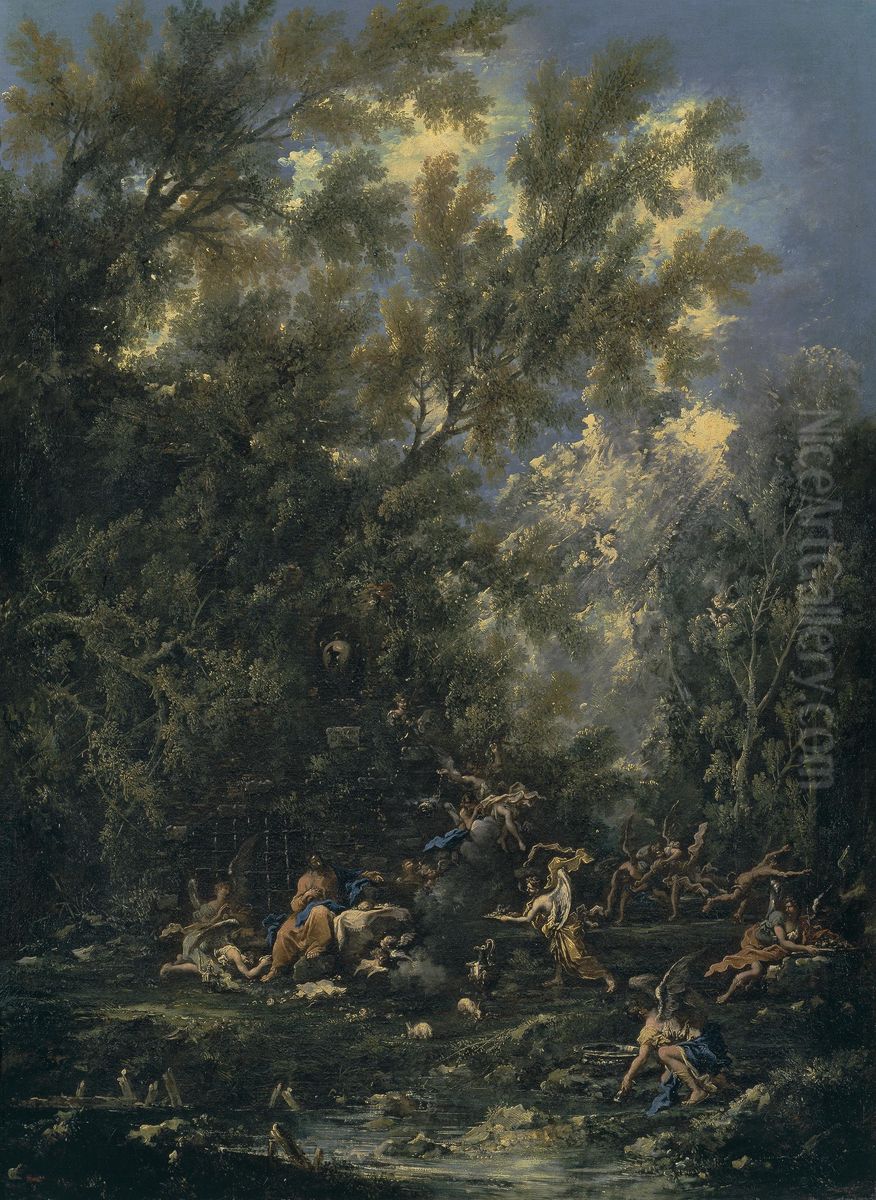 Christ attended by Angels Oil Painting by Alessandro Magnasco