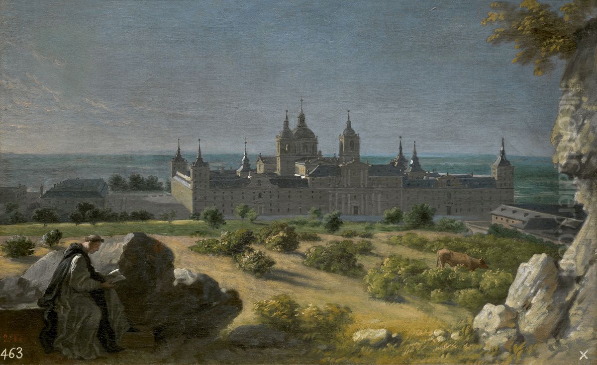 View of the Monastery of El Escorial Oil Painting by Michel Ange Houasse