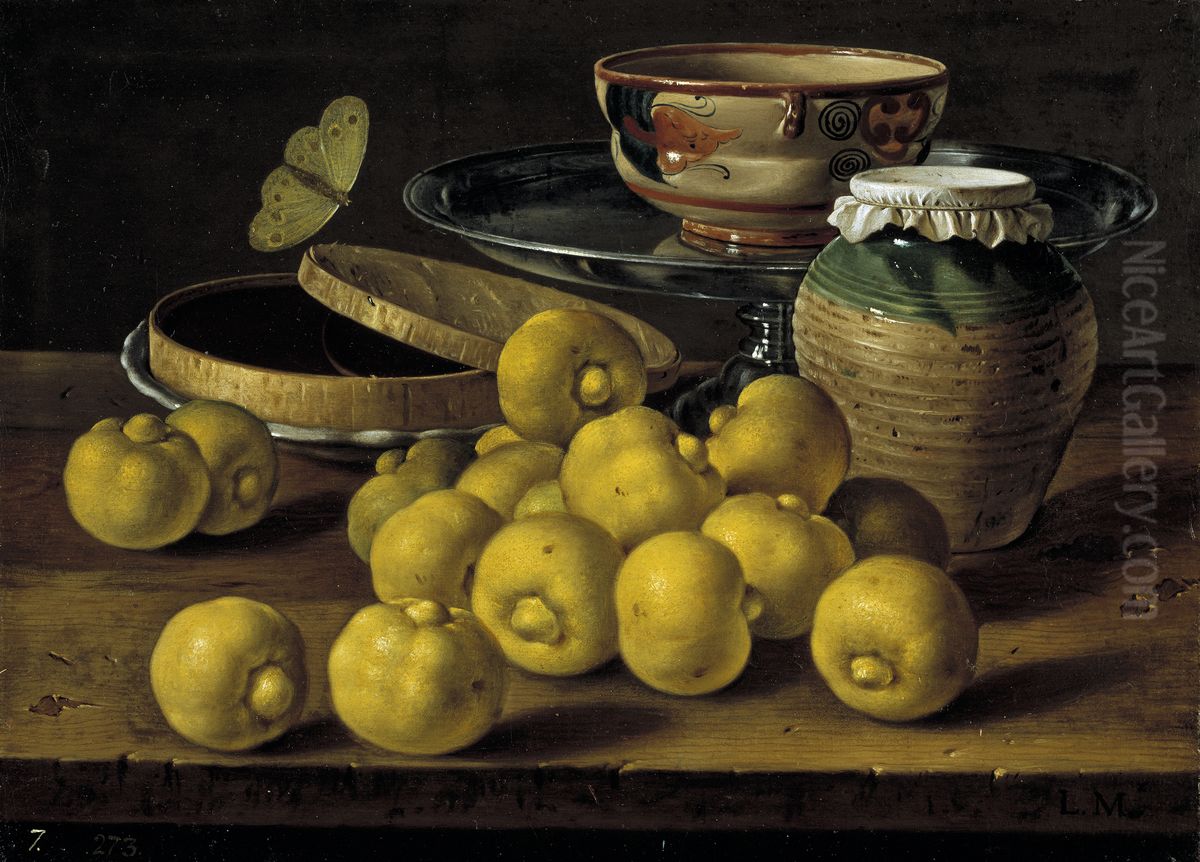 Limes, a Box of Jelly and recipients Oil Painting by Luis Egidio Melendez