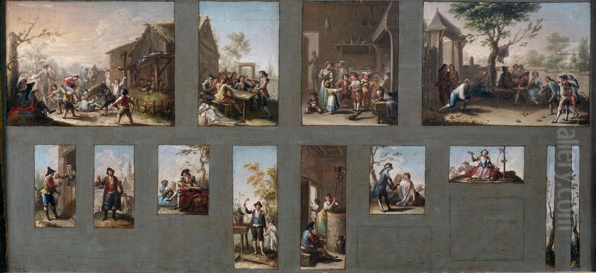 Trece bocetos para cartones de tapices Oil Painting by Francisco Bayeu Y Subias