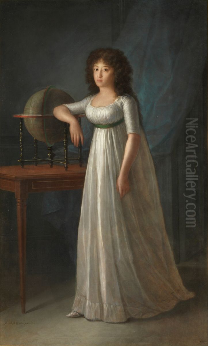 Joaquina Tellez-Giron, daughter of the 9th Duke and Duchess of Osuna Oil Painting by Agustin Esteve