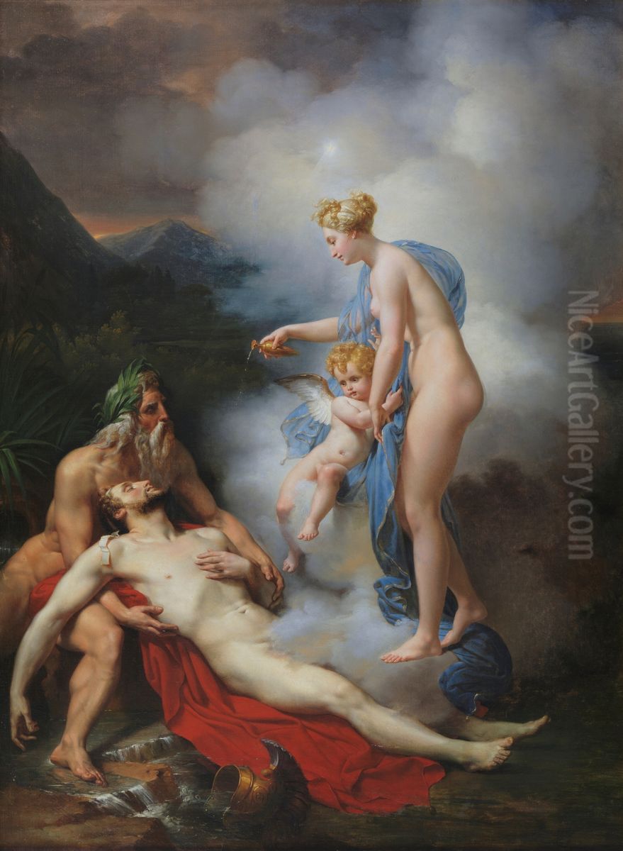 Venus healing Aeneas Oil Painting by Merry-Joseph Blondel