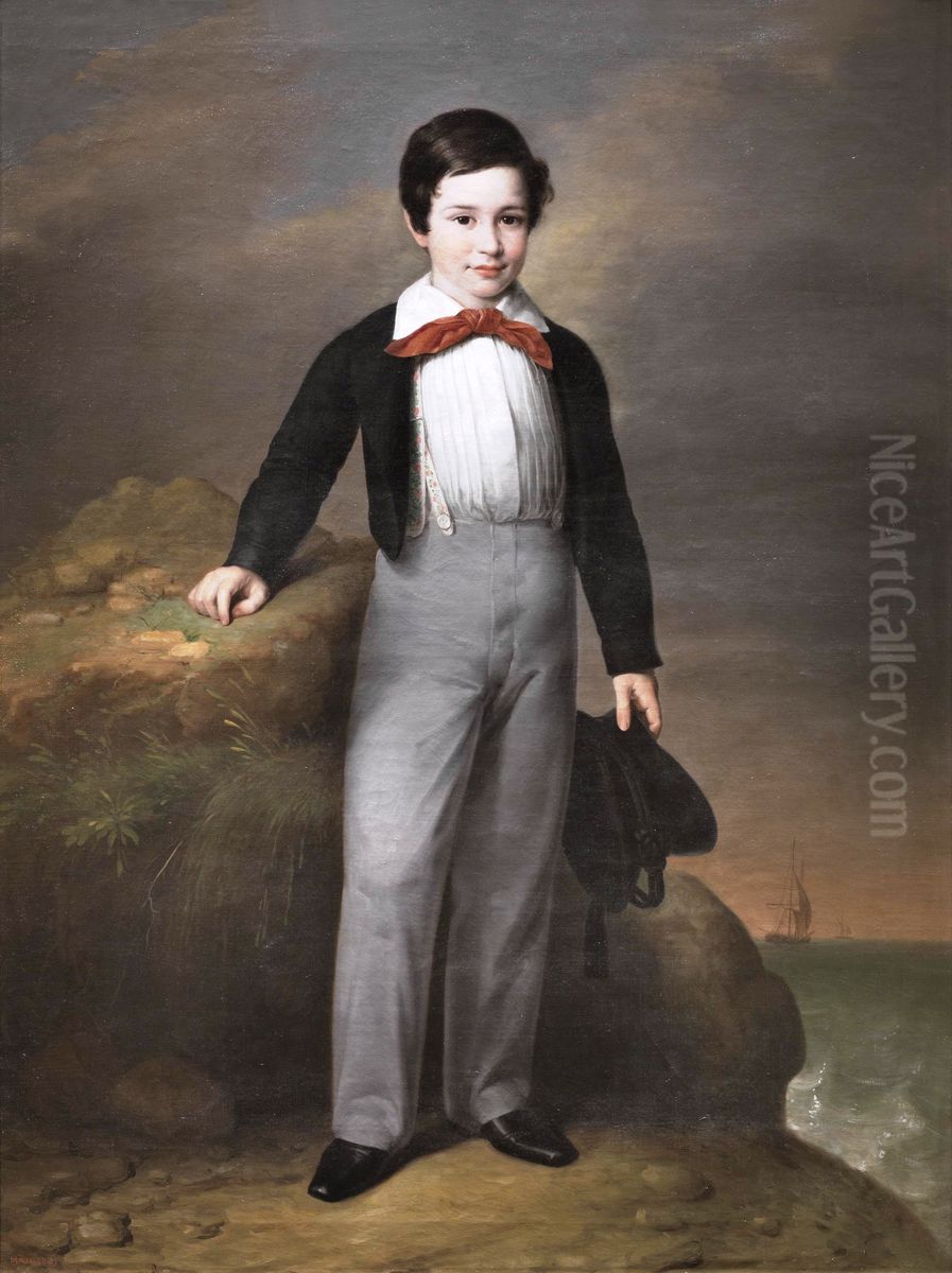 Manuel Flores Calderon Oil Painting by Antonio Maria Esquivel