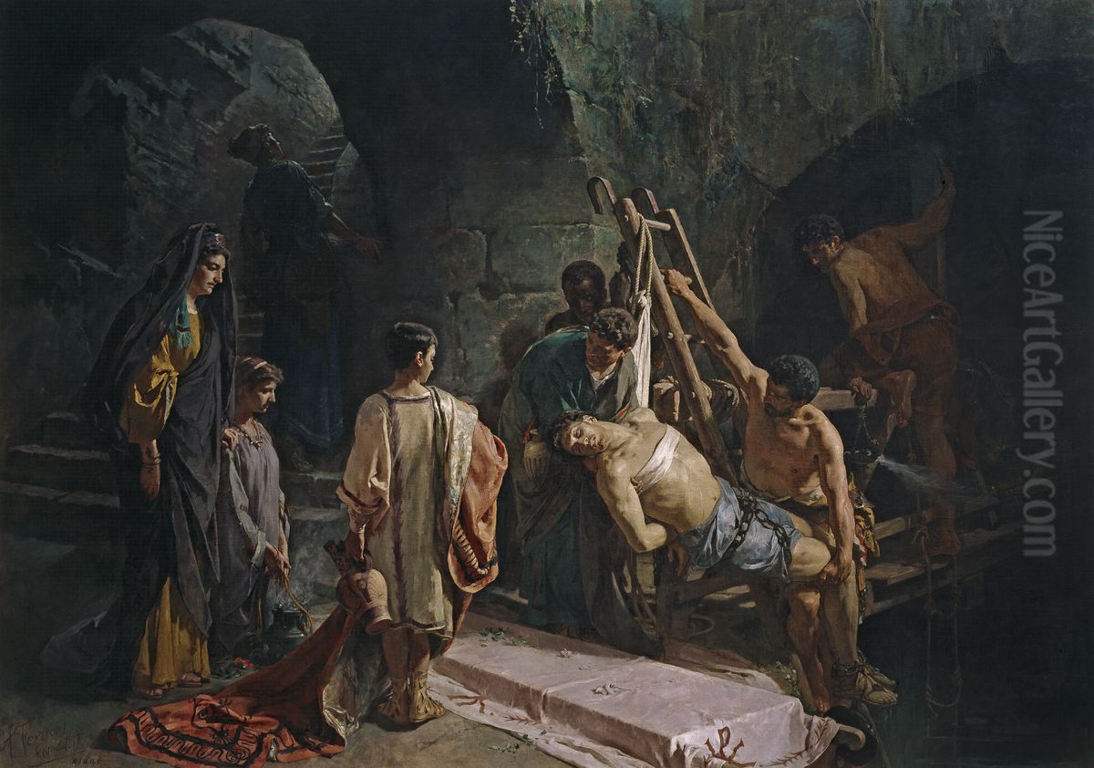 El entierro de San Sebastian Oil Painting by Alejandro Ferrant Y Fischermans