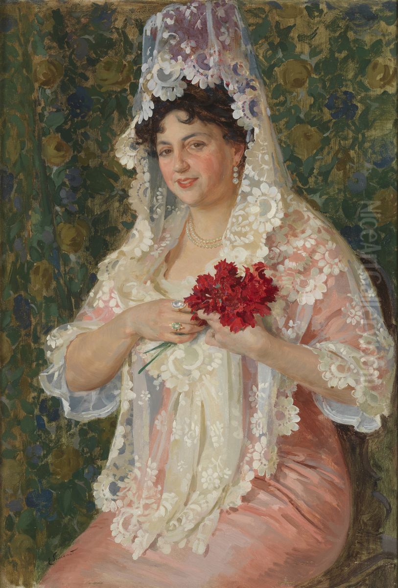 Asuncion Castro Crespo, wife of the painter Oil Painting by Enrique Simonet