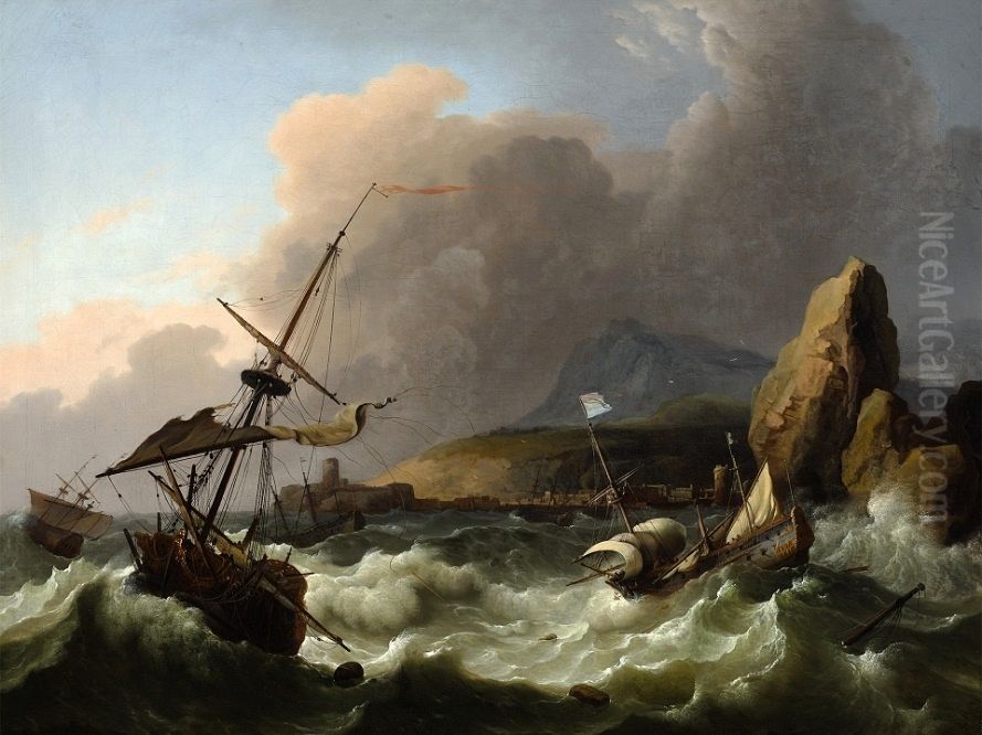 A Storm in the Sea. Oil Painting by Ludolf Bakhuizen
