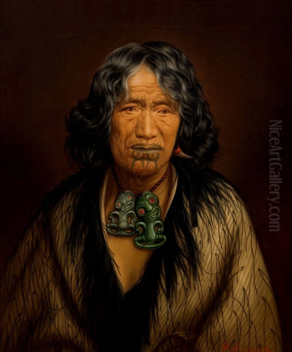 Kuinioroa, Daughter of Rangi Kopinga - Te Rangi Pikinga Oil Painting by Gottfried Lindauer