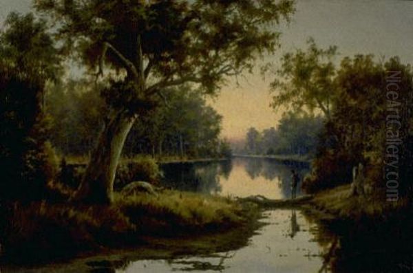 A Billabong on the Murray River Oil Painting by Ernest William Christmas