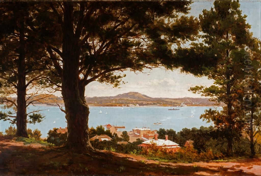 Auckland Harbour from Mt Victoria Oil Painting by Edward William Payton