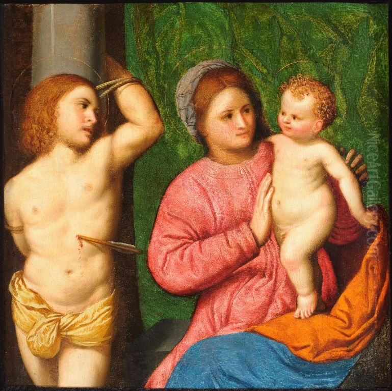 Madonna and Child with Saint Sebastian Oil Painting by Paris Bordone