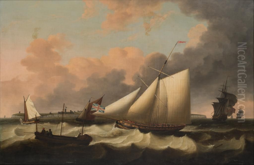 Revenue cutter off the Isle of Wight Oil Painting by Thomas Luny